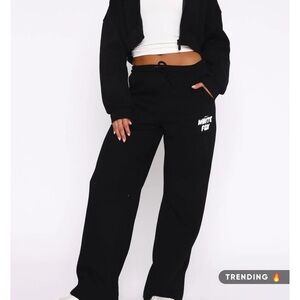 White Fox Offstage Wide Leg Sweatpants Monochrome Black Size XS